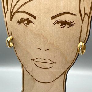 Glamorous Vintage Huggie Hoop Earrings, Unique Channel Set Baguette Crystals
